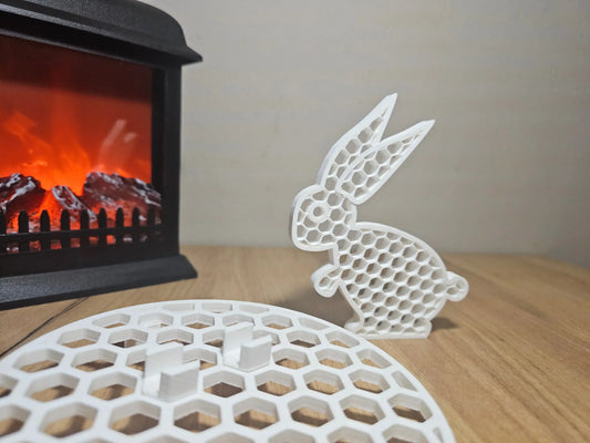 Królik 3D - dekoracja S z podstawą | nowoczesny design loft Uniikki CraftStudio