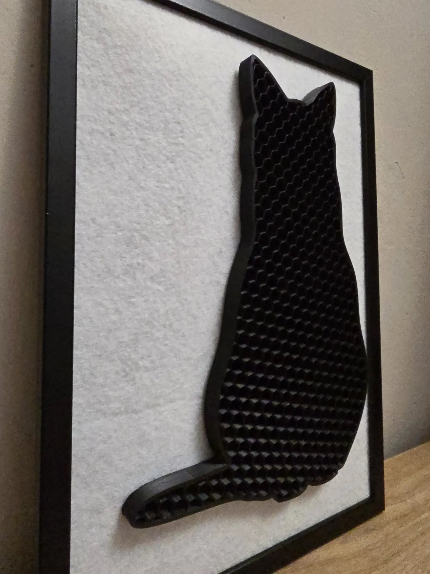 Kot 3D XL w ramce A4 - nowoczesna dekoracja loft i minimalizm