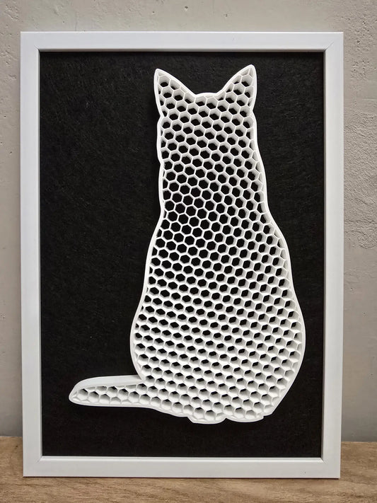 Kot 3D XL w ramce A4 - nowoczesna dekoracja loft i minimalizm