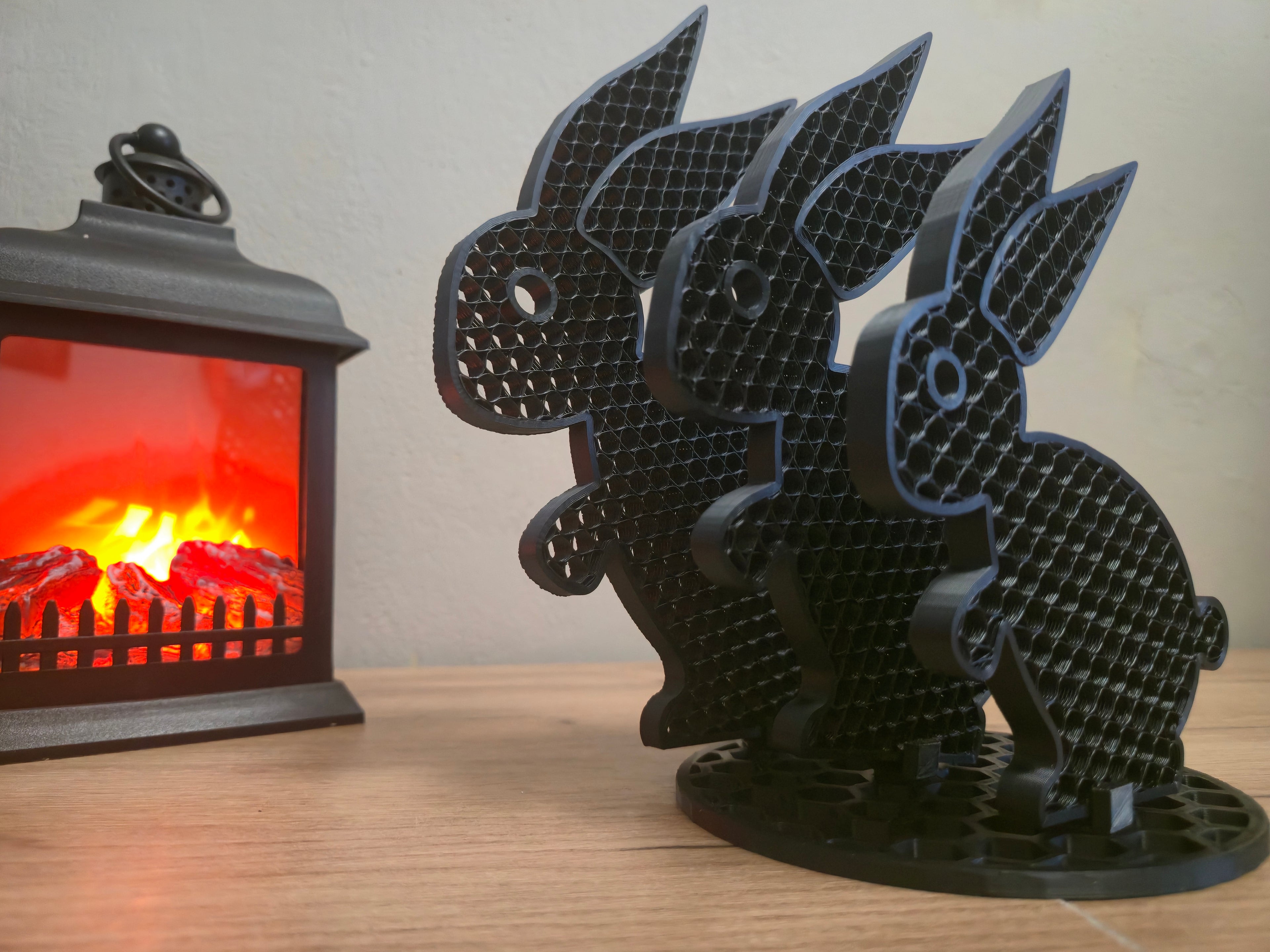 Króliki 3D dekoracja zestaw M+L+XL z podstawą | design loft (CZARNY) (Kopia)