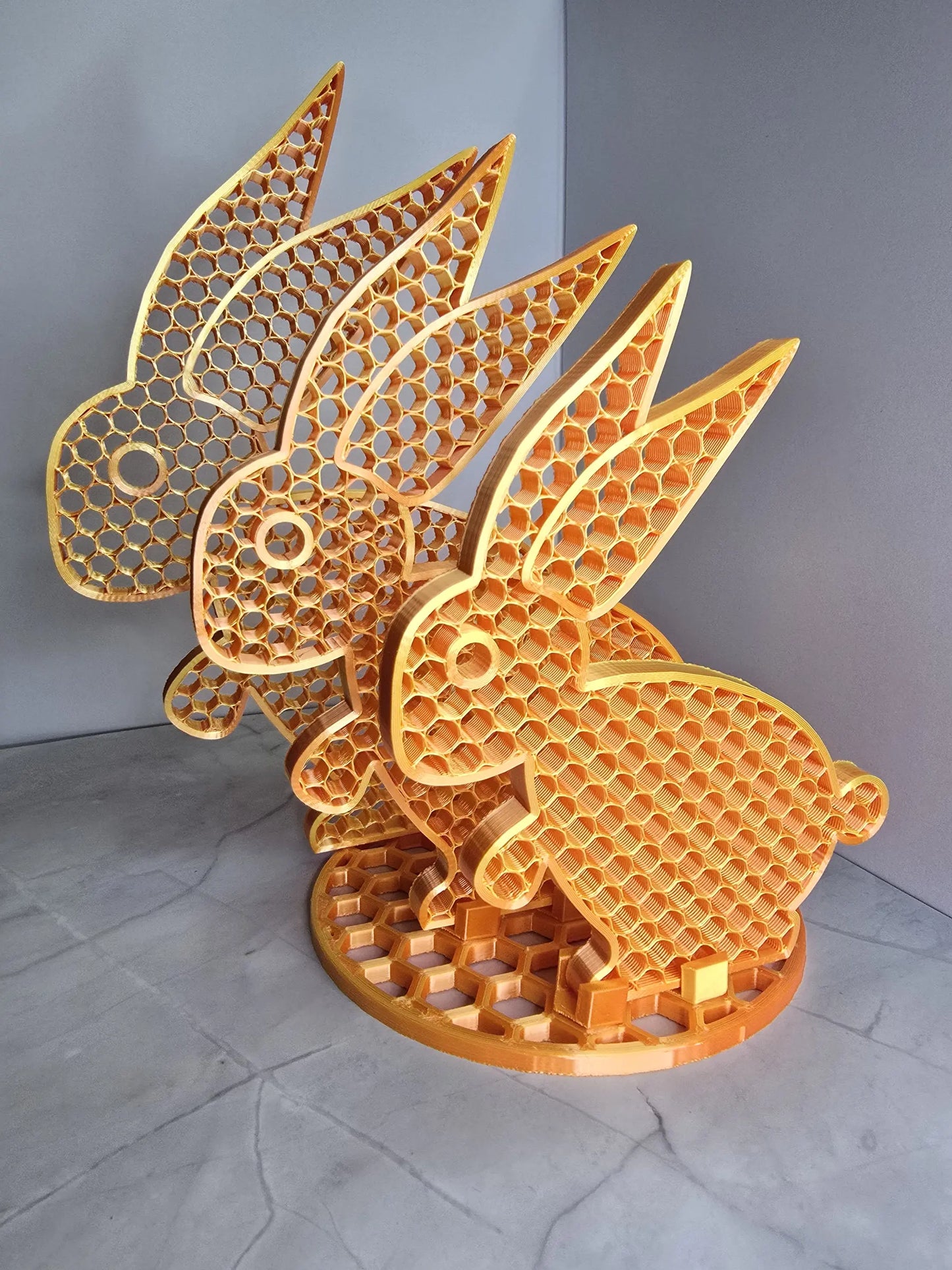 3D rabbits decoration set M+L+XL with base - modern decoration for minimalist and loft interiors 