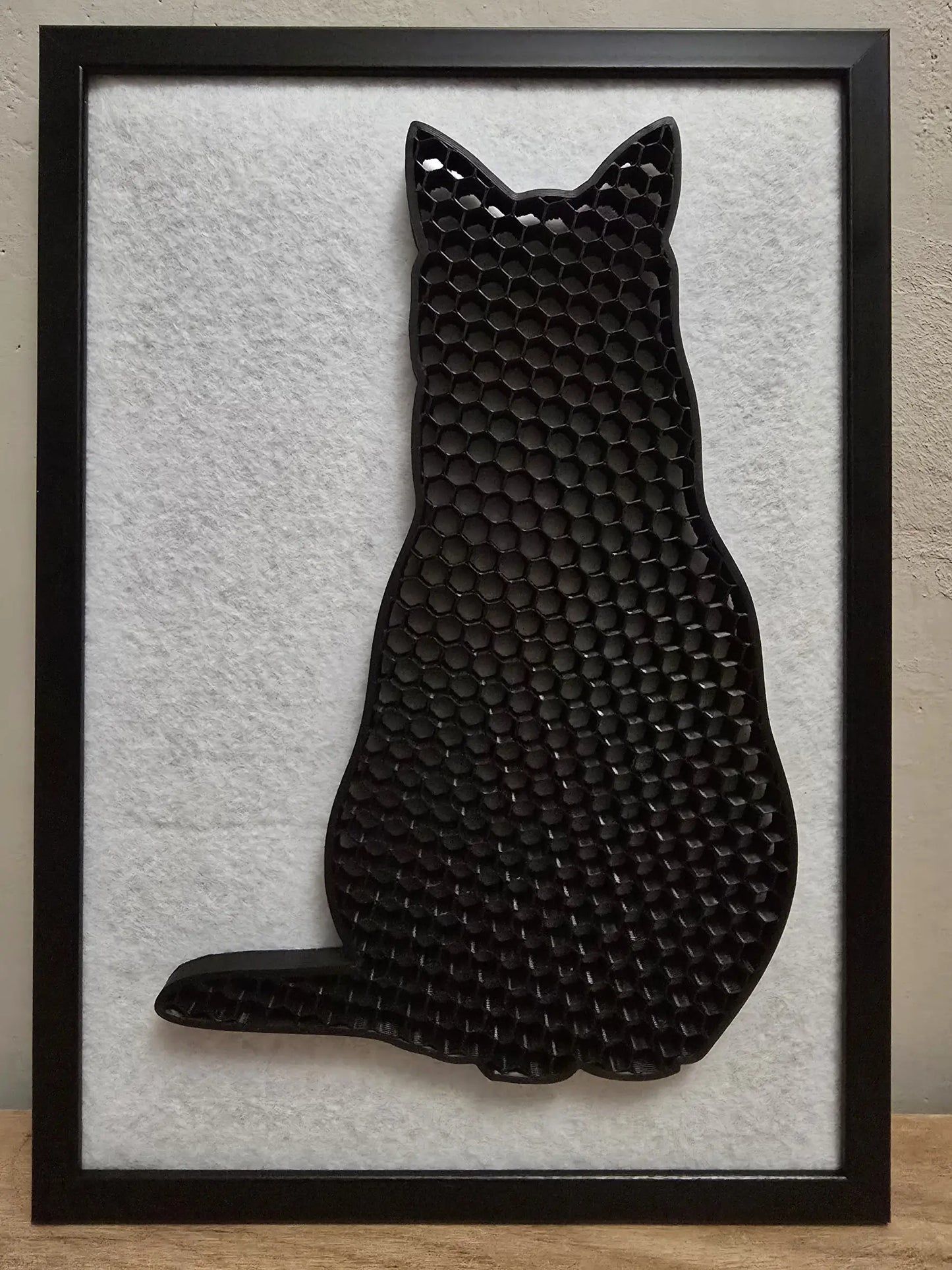 Kot 3D XL w ramce A4 - nowoczesna dekoracja loft i minimalizm