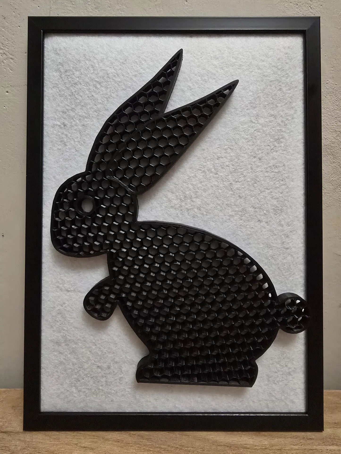 3D XL rabbit in an A4 frame - modern loft decoration and minimalism