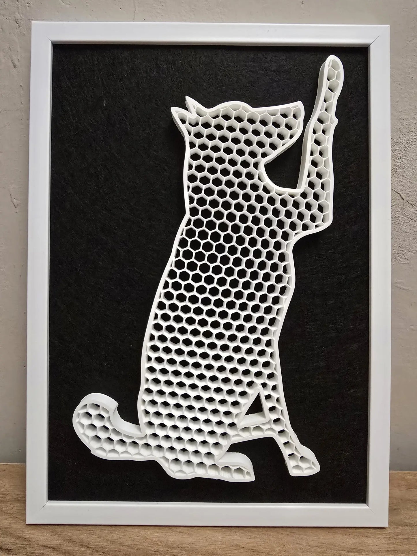 3D XL dog in an A4 frame - modern loft decoration and minimalism