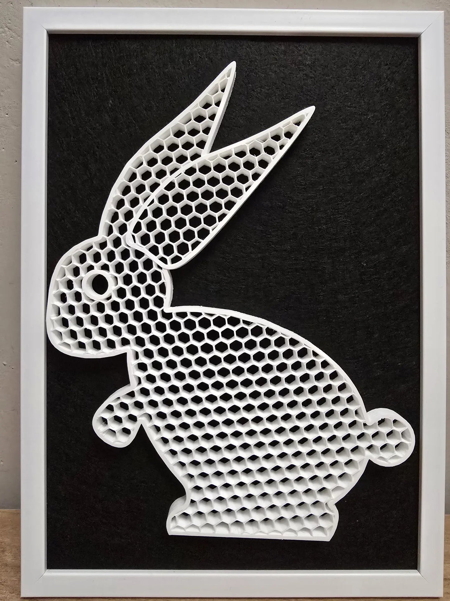 3D XL rabbit in an A4 frame - modern loft decoration and minimalism