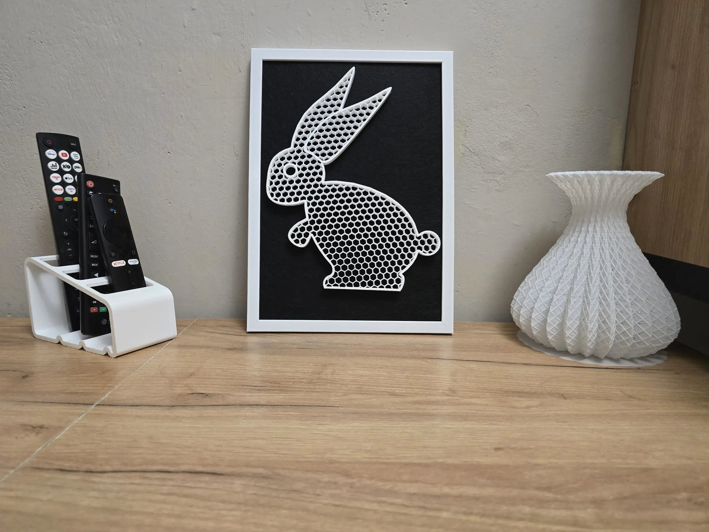 3D XL rabbit in an A4 frame - modern loft decoration and minimalism