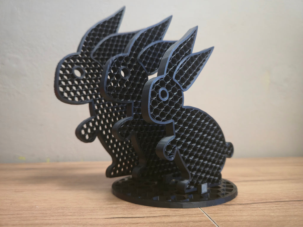 Króliki 3D dekoracja zestaw M+L+XL z podstawą | design loft