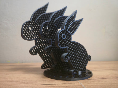 Króliki 3D dekoracja zestaw M+L+XL z podstawą | design loft (CZARNY) (Kopia)