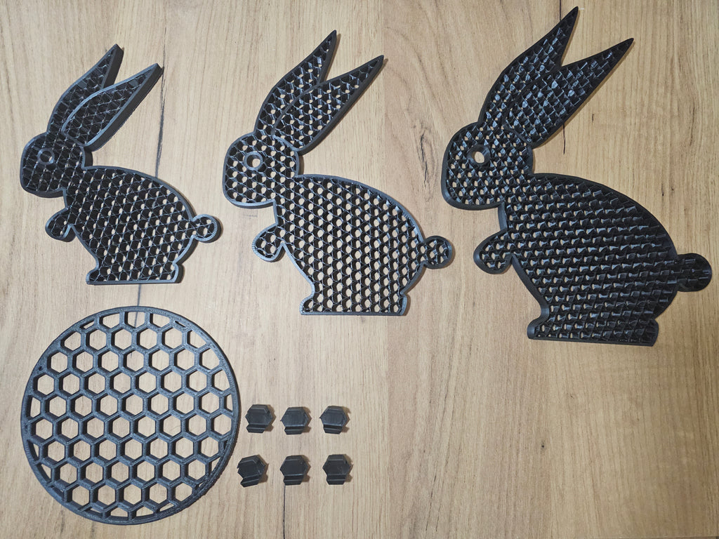 Króliki 3D dekoracja zestaw M+L+XL z podstawą | design loft