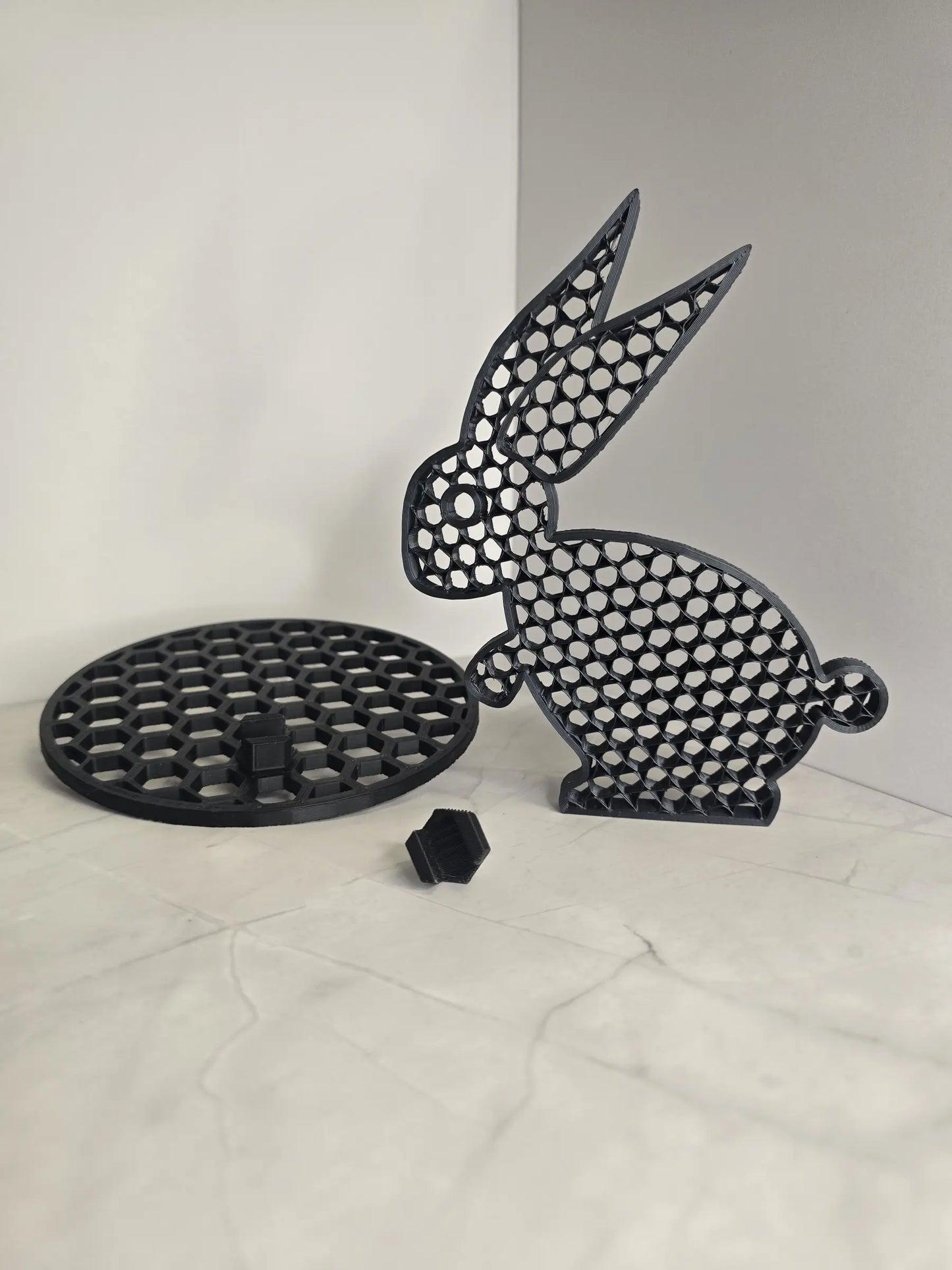 Królik 3D dekoracja L z podstawą - nowoczesny design loft