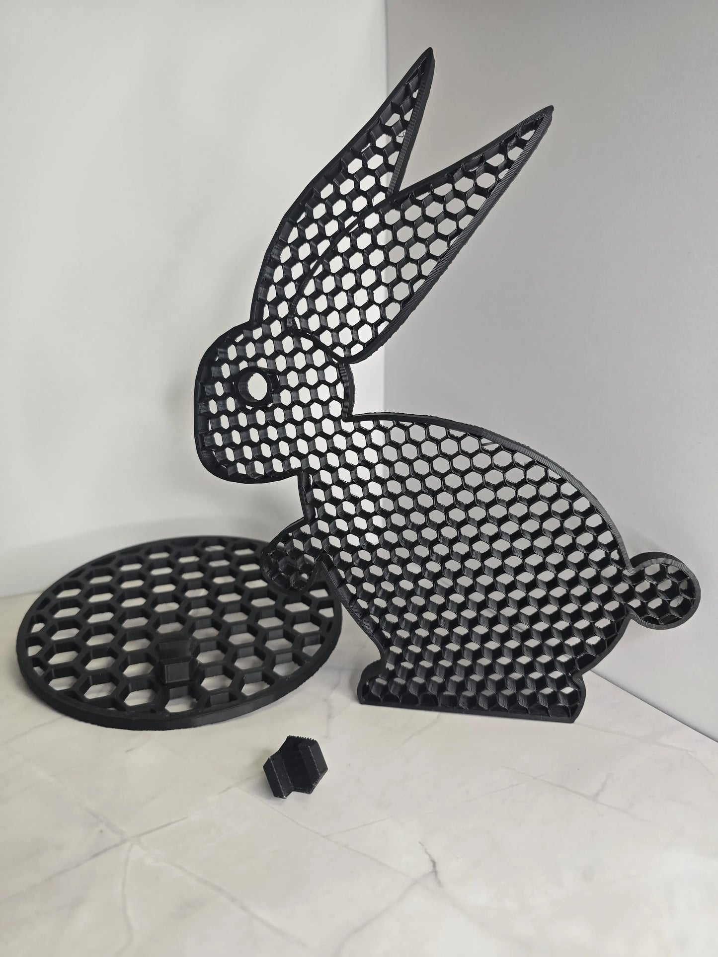 Królik 3D dekoracja XL z podstawą - nowoczesny design loft