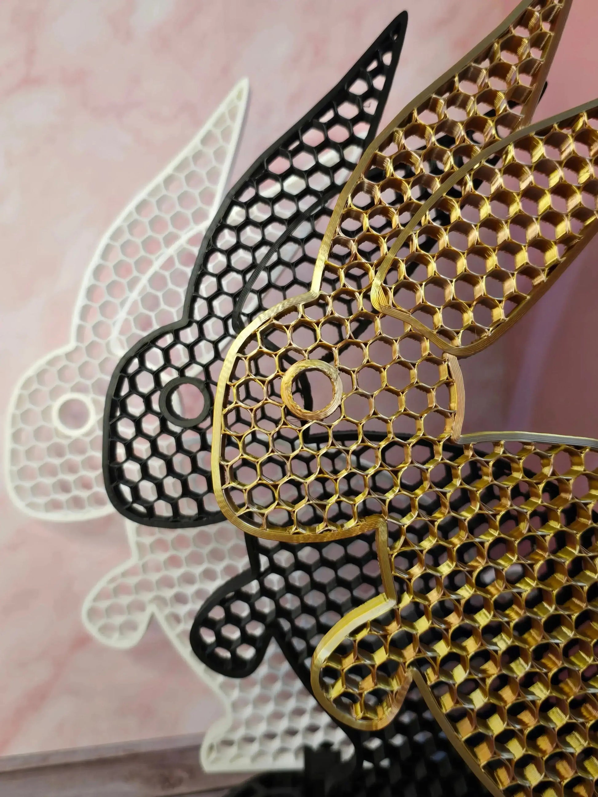 Króliki 3D dekoracja zestaw 3x XL z podstawami | design loft nowoczesny | biały czarny złoty Uniikki CraftStudio