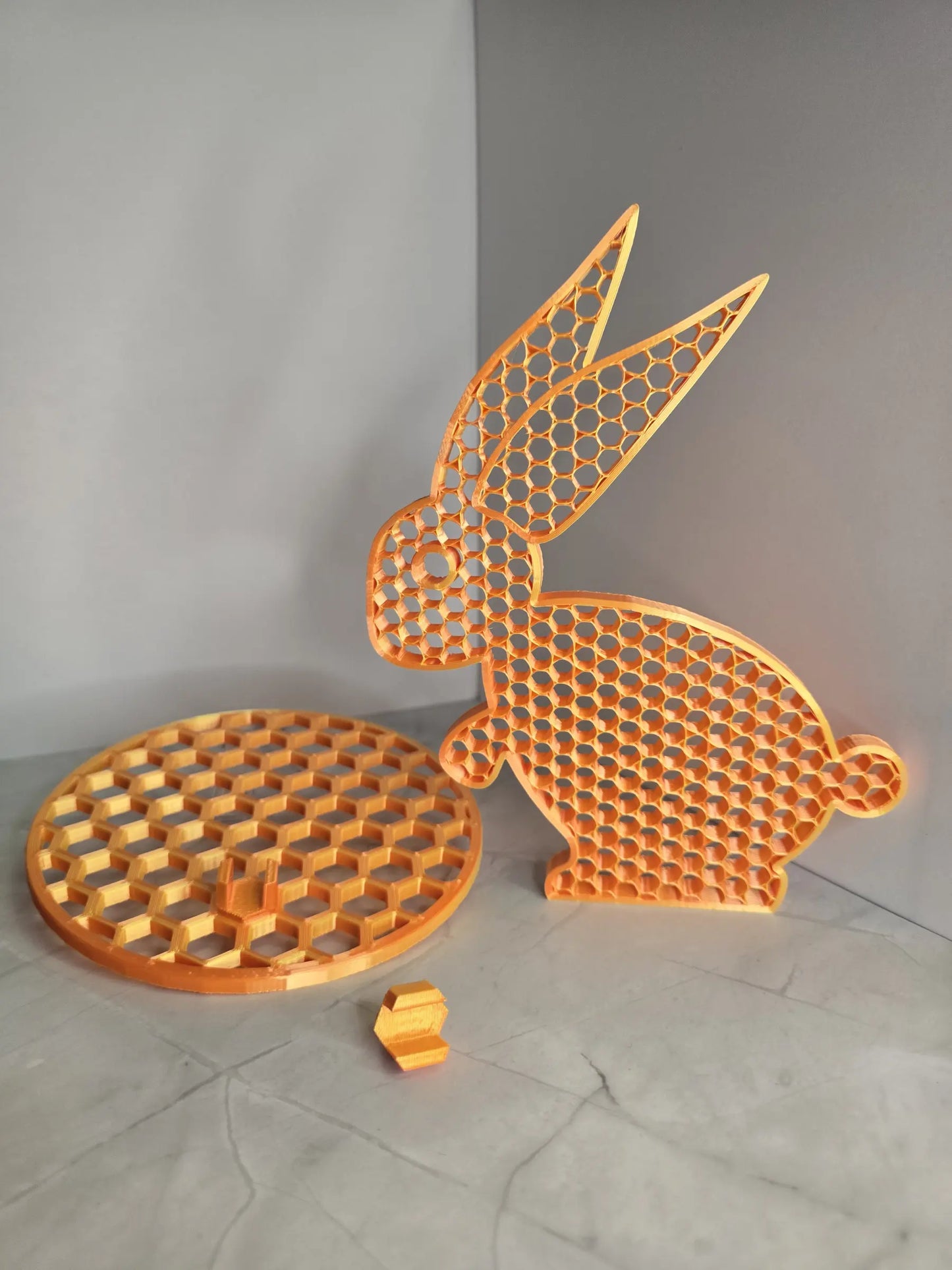 Królik 3D dekoracja L z podstawą - nowoczesny design loft