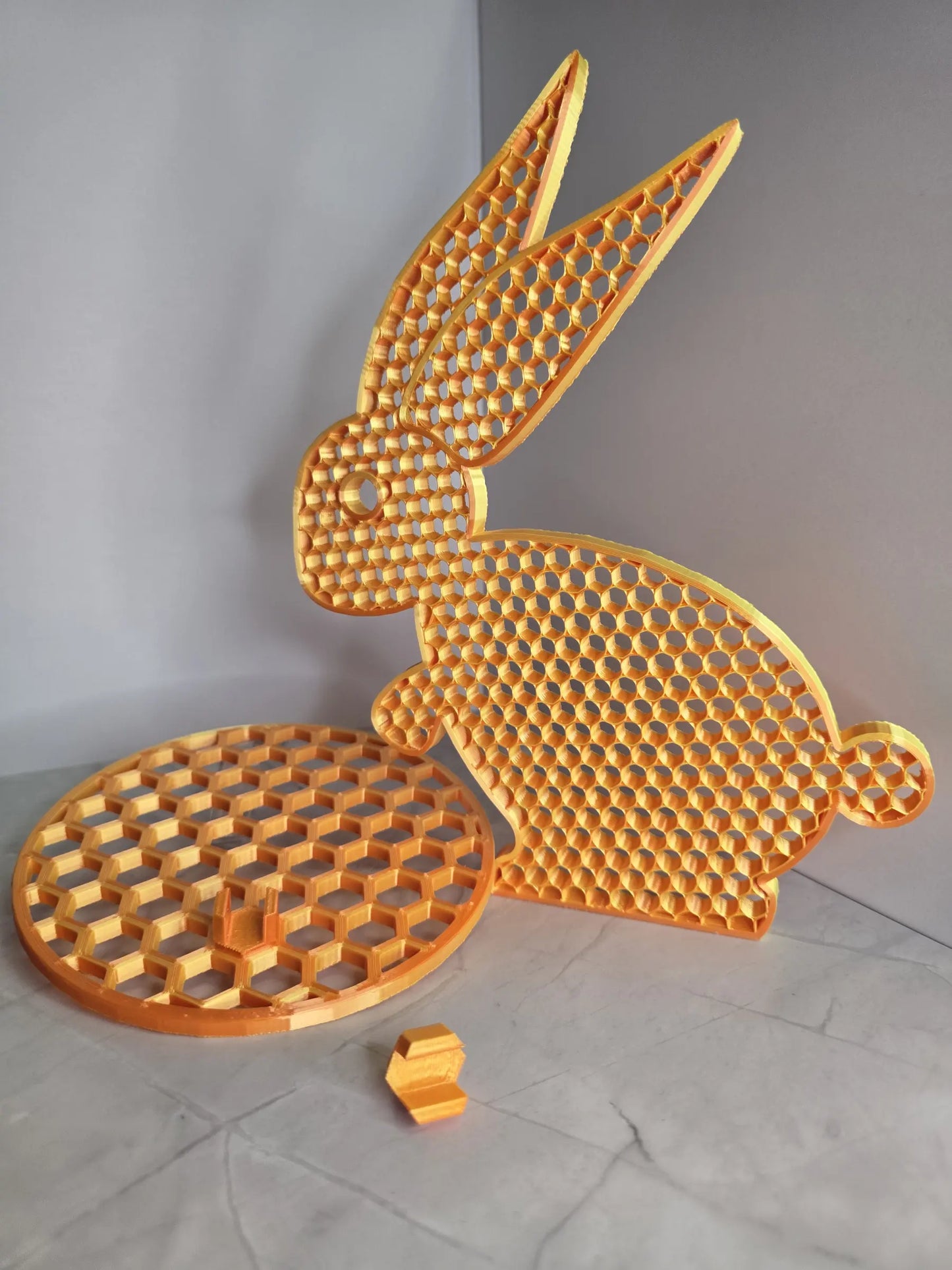 Królik 3D dekoracja XL z podstawą - nowoczesny design loft