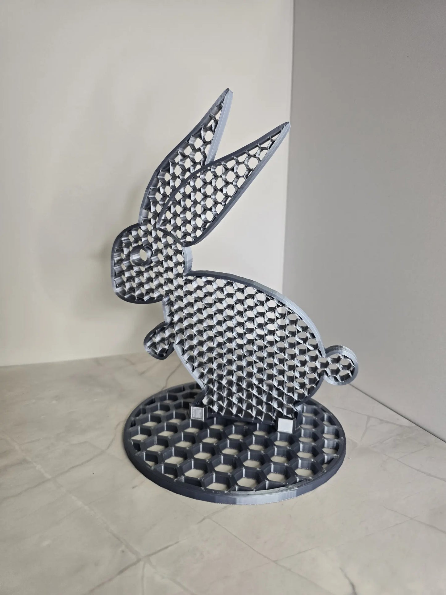 Królik 3D dekoracja L z podstawą - nowoczesny design loft