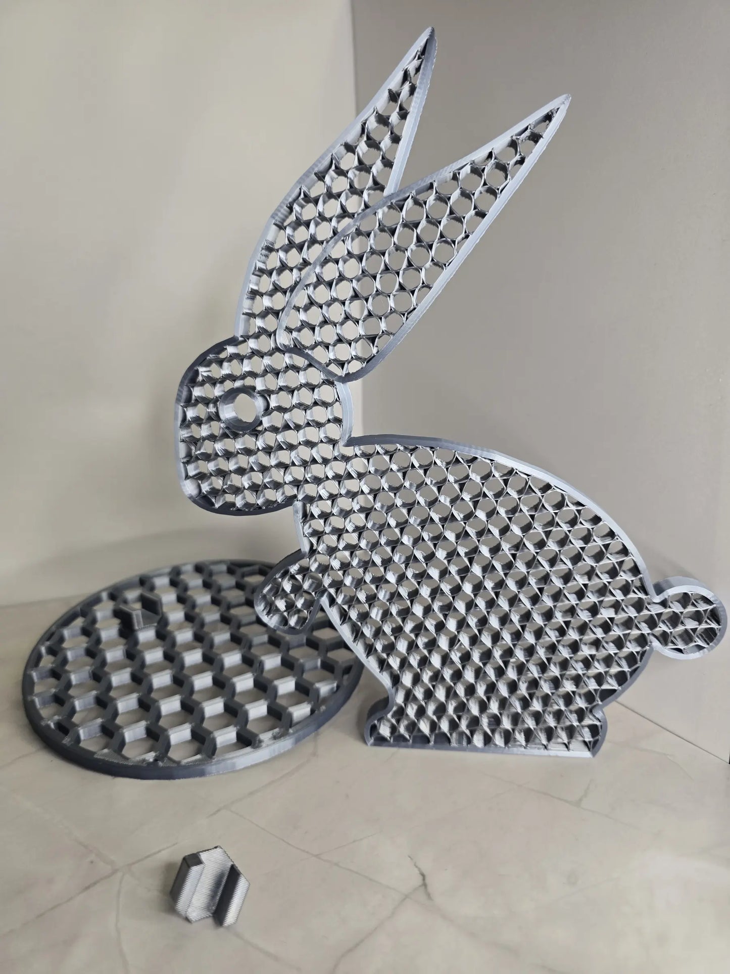 Królik 3D dekoracja XL z podstawą - nowoczesny design loft