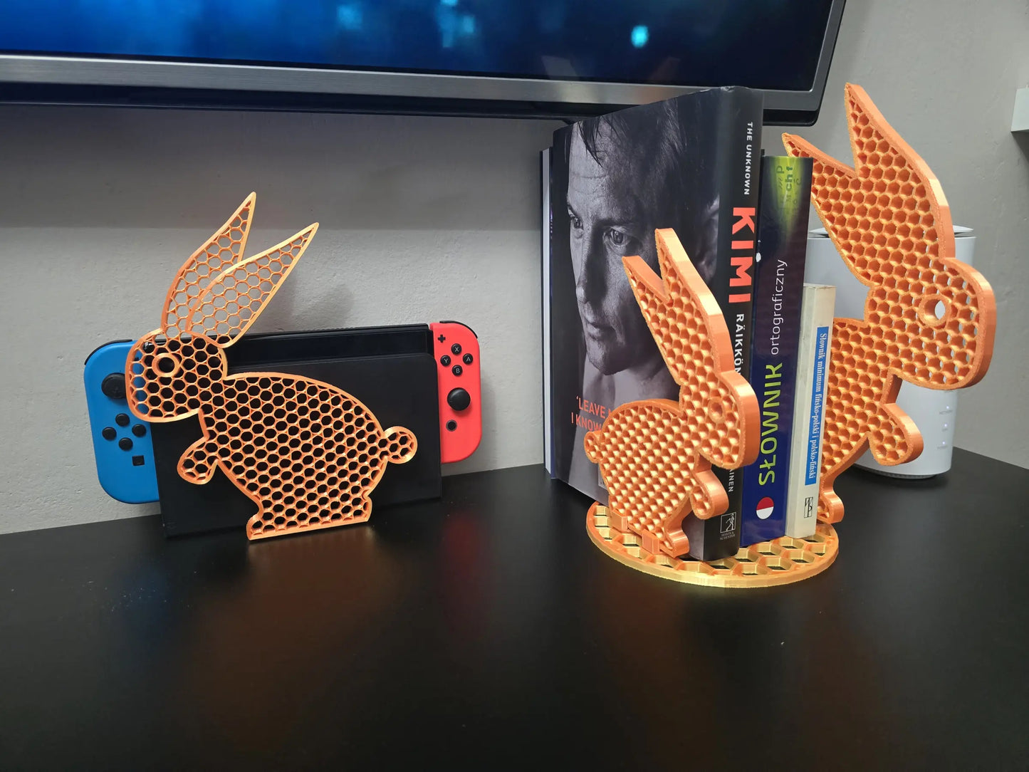 3D rabbits decoration set M+L+XL with base - modern decoration for minimalist and loft interiors 
